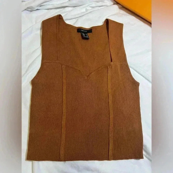 Forever 21 Pleated Tight Tank Top, Square neck - Picture 1 of 3